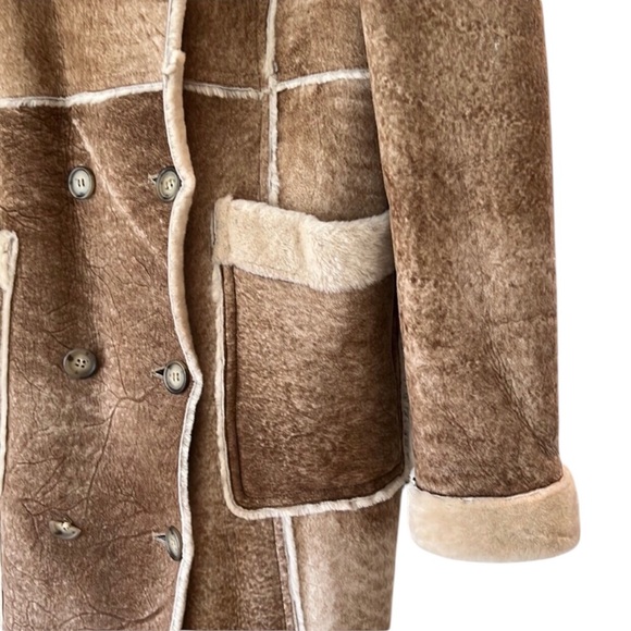 Exquisite Vintage Genuine Leather Shearling Maxi Coat Penny Lane XS - Picture 6 of 10